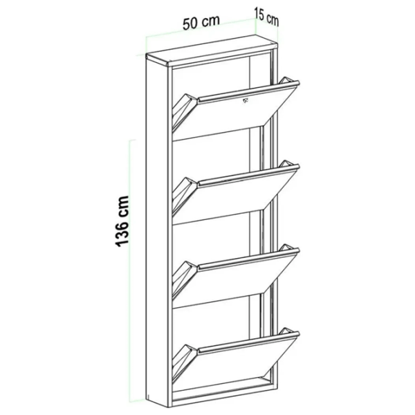 Обувной шкаф Trendy Locking 4 Piece Meta 136 x 50 x 15см /Anthracite /Антрацит photo 8