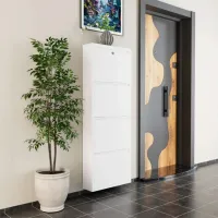 Обувной шкаф Trendy Locking 4 Piece Meta 136 x 50 x 15см /White /Белый photo 3