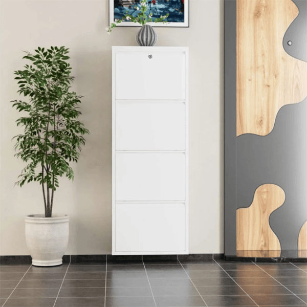 Обувной шкаф Trendy Locking 4 Piece Meta 136 x 50 x 15см /White /Белый photo 4
