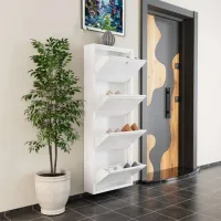 Обувной шкаф Trendy Locking 4 Piece Meta 136 x 50 x 15см /White /Белый photo 6
