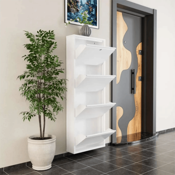 Обувной шкаф Trendy Locking 4 Piece Meta 136 x 50 x 15см /White /Белый photo 7