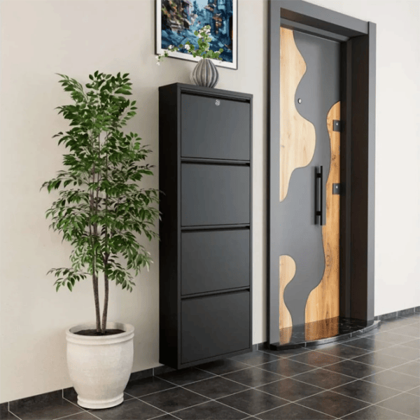 Обувной шкаф Trendy Locking 4 Piece Meta 136 x 50 x 15см /Black /Черный photo 3