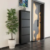 Обувной шкаф Trendy Locking 4 Piece Meta 136 x 50 x 15см /Black /Черный photo 3