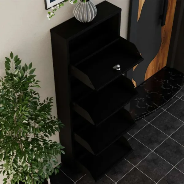Обувной шкаф Trendy Locking 4 Piece Meta 136 x 50 x 15см /Black /Черный photo 6