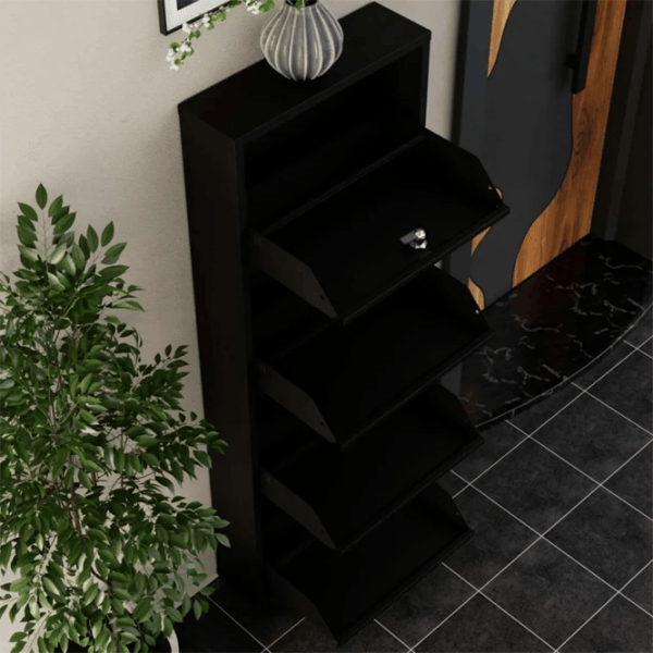 Обувной шкаф Trendy Locking 4 Piece Meta 136 x 50 x 15см /Black /Черный photo 6