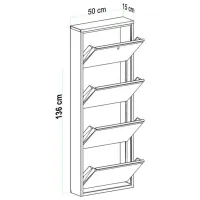 Обувной шкаф Trendy Locking 4 Piece Meta 136 x 50 x 15см /Black /Черный photo 8