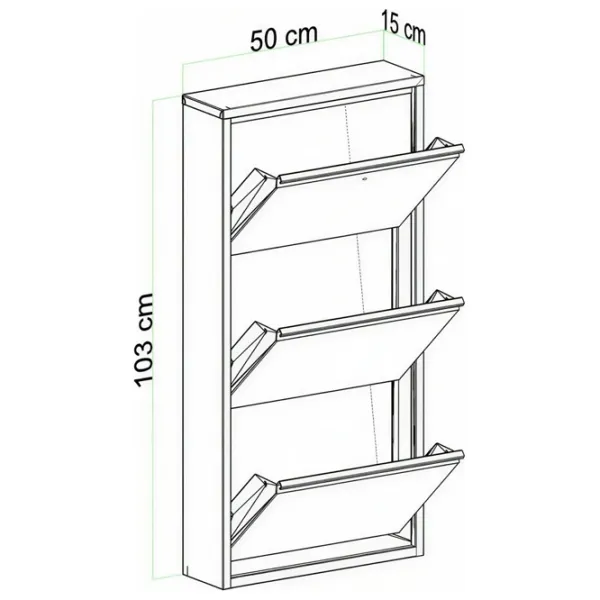 Обувной шкаф Trendy Locking 3 Piece Metal 103 x 50 x 15см /Anthracite /Антрацит photo 9