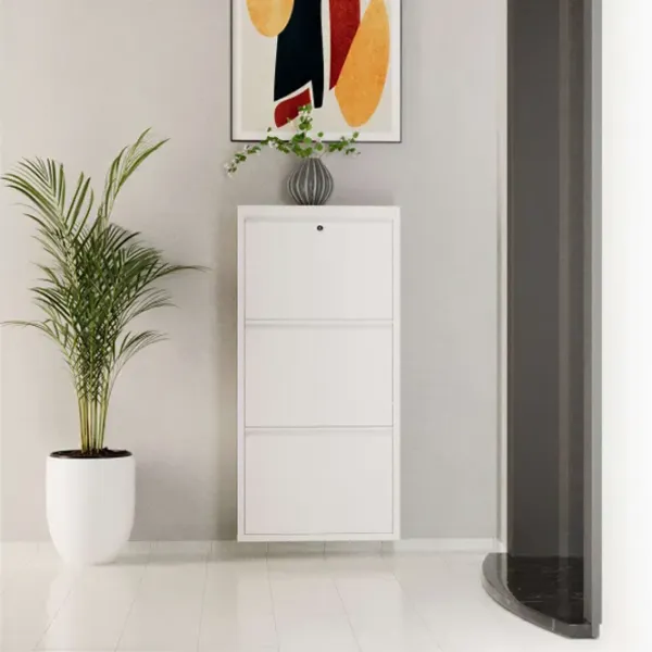 Обувной шкаф Trendy Locking 3 Piece Metal 103 x 50 x 15см /White /Белый photo 2