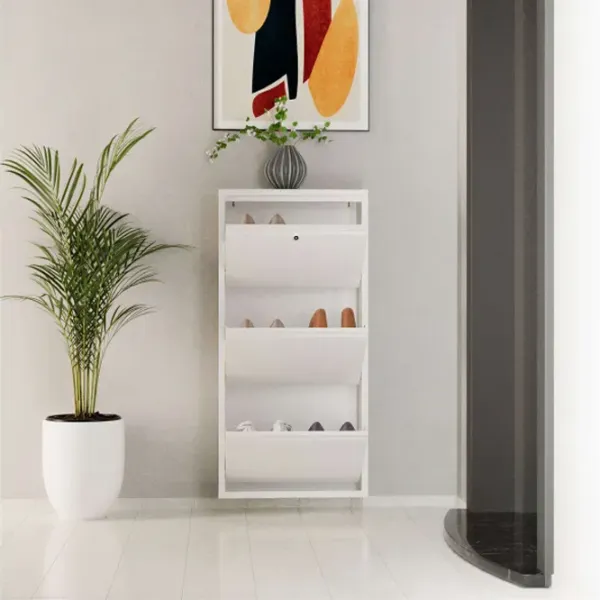 Обувной шкаф Trendy Locking 3 Piece Metal 103 x 50 x 15см /White /Белый photo 4
