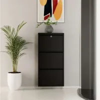 Обувной шкаф Trendy Locking 3 Piece Metal 103 x 50 x 15см /Black /Черный photo 4
