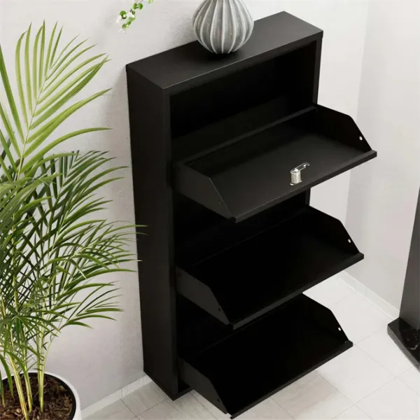 Обувной шкаф Trendy Locking 3 Piece Metal 103 x 50 x 15см /Black /Черный photo 7