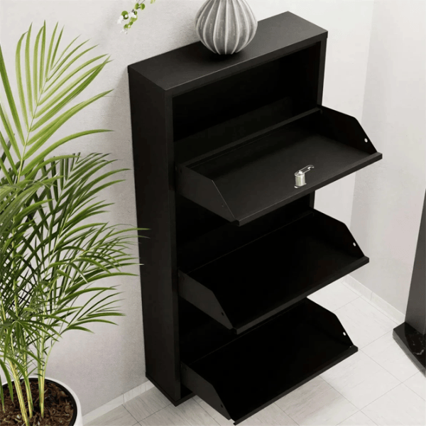 Обувной шкаф Trendy Locking 3 Piece Metal 103 x 50 x 15см /Black /Черный photo 7