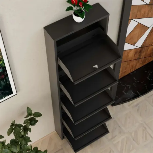 Обувной шкаф Trendy Locking 5 Piece Metal 169 x 50 x 15см /Anthracite /Антрацит photo 5