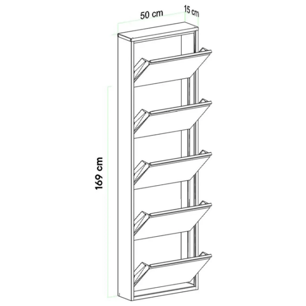 Обувной шкаф Trendy Locking 5 Piece Metal 169 x 50 x 15см /Anthracite /Антрацит photo 6