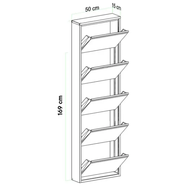 Обувной шкаф Trendy Locking 5 Piece Metal 169 x 50 x 15см /White /Белый photo 6