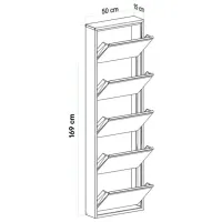 Обувной шкаф Trendy Locking 5 Piece Metal 169 x 50 x 15см /Black /Черный photo 6