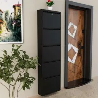 Обувной шкаф Trendy Locking 5 Piece Metal 169 x 50 x 15см /Black /Черный photo 7