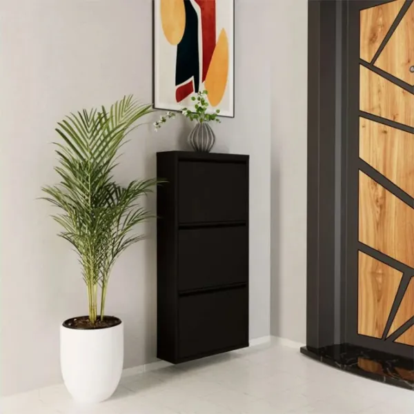 Обувной шкаф Trendy 3 Piece Metal 103 x 50 x 15см /Black /Черный photo 3