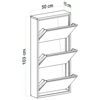 Обувной шкаф Trendy 3 Piece Metal 103 x 50 x 15см /Black /Черный photo 8