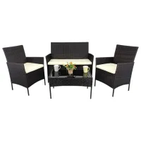 Set mobilă grădină Chomik SAD1408 Ratan artificial / Sticlă securizată / Rattan artificial / Brown