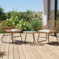 Set mobilă grădină Chomik ABI3408 Ratan artificial / Sticlă securizată / Rattan artificial / Brown photo 5