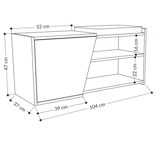 Tumbă pentru încălțăminte Trendy Fiona Bench 47 x 104 x 37 /White /Anthracite photo 4