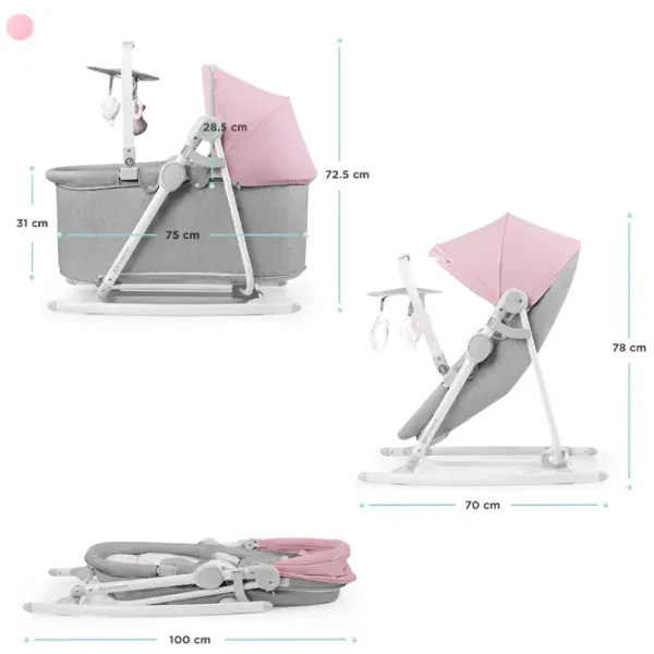 Leagăn pentru bebeluși KinderKraft Nola (KBNOLA00PNK0000) 18 kg/ Peony Pink photo 6