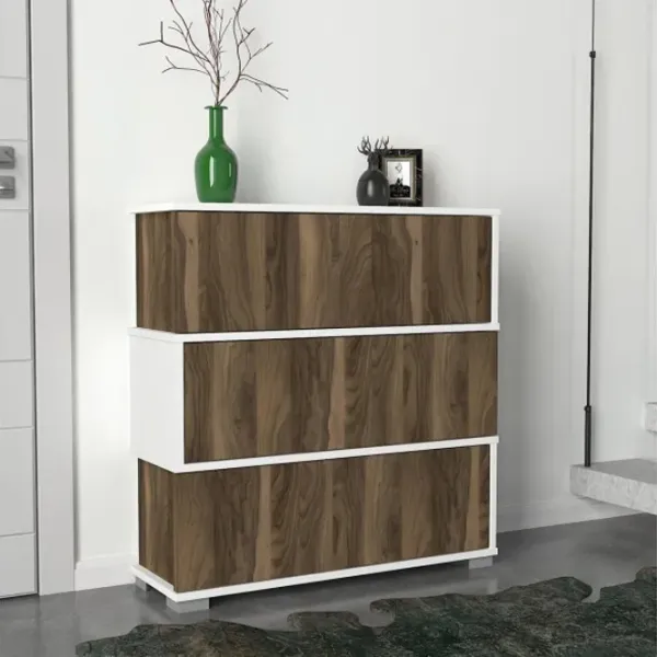 Обувной шкаф Trendy Napolyon 93 x 90 x 30см /White /Орех photo 3