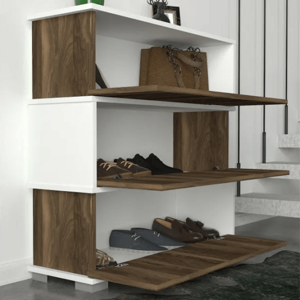 Обувной шкаф Trendy Napolyon 93 x 90 x 30см /White /Орех photo 5