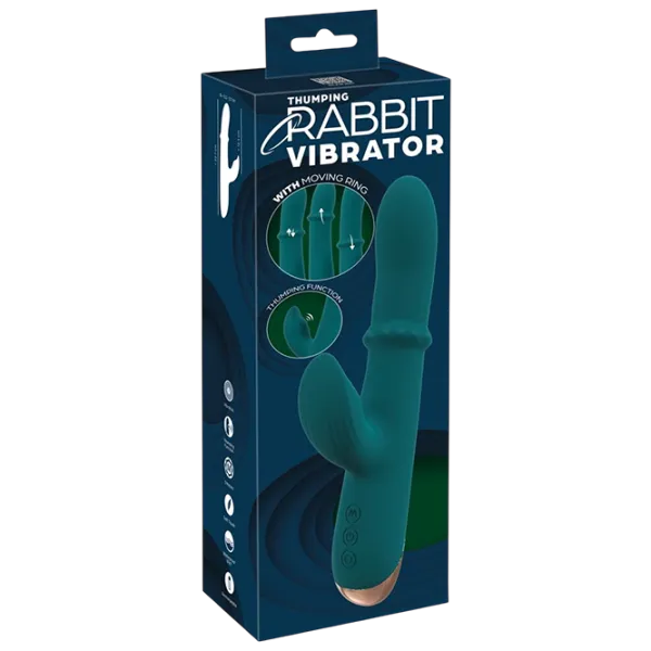 Vibrator You2Toys Thumping Rabbit Vibrator with Moving Ring Green photo 1