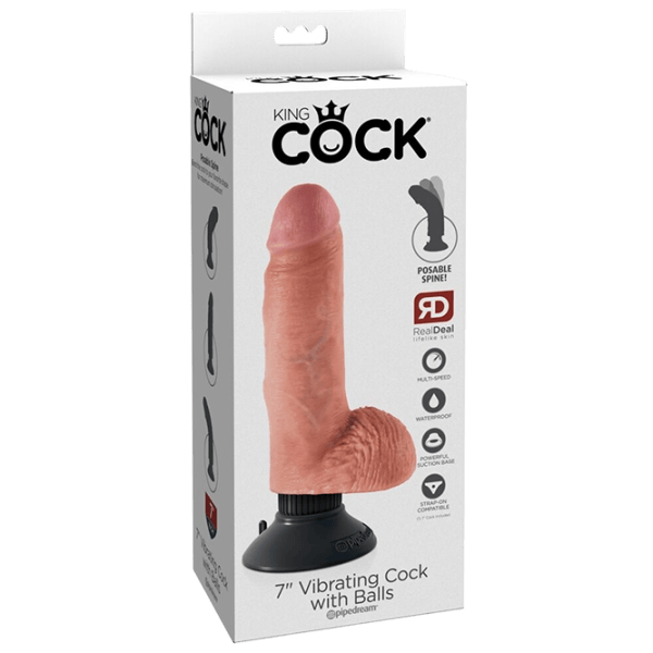 Vibrator King Cock Vibrating Cock with Balls Beige photo 1