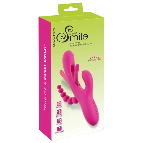 Вибратор Sweet Smile Triple Vibe With Flicking Tongue Розовый photo 1