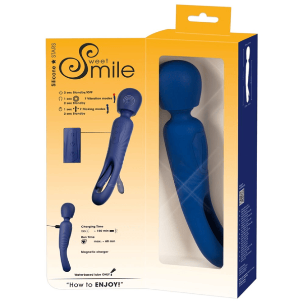 Вибратор Sweet Smile 2in1 Wand with Flicking Tongue Тёмно-синий photo 16