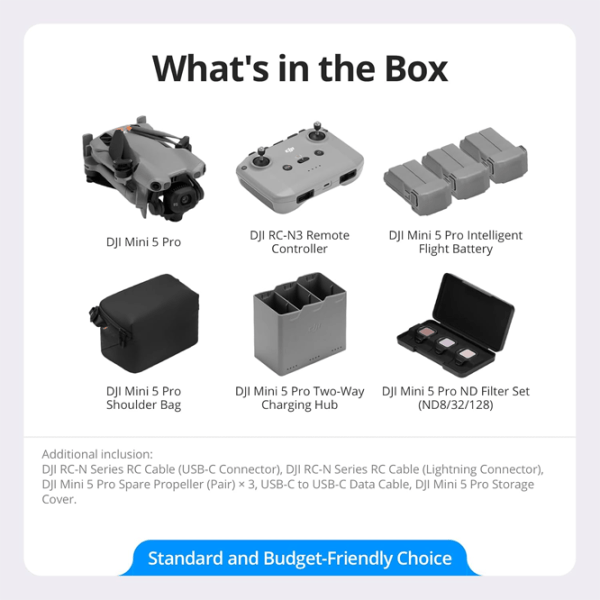 Dronă DJI Mini 5 Pro Fly More Combo (DJI RC N3) Profesional / Gray photo 8