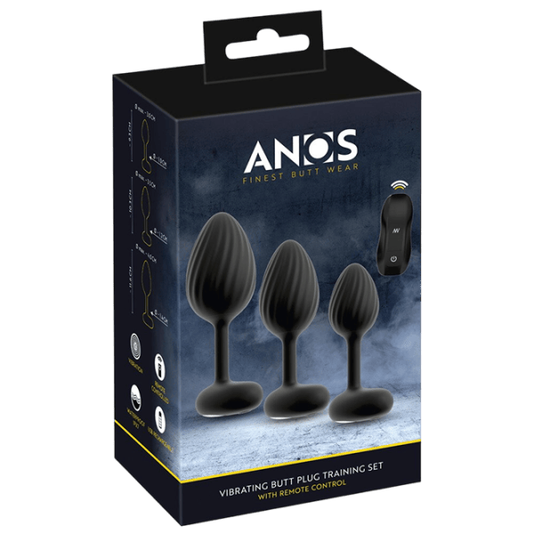 Jucărie anală ANOS RC Butt Plug Set with Vibration Black photo 1