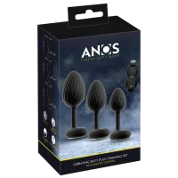Jucărie anală ANOS RC Butt Plug Set with Vibration Black
