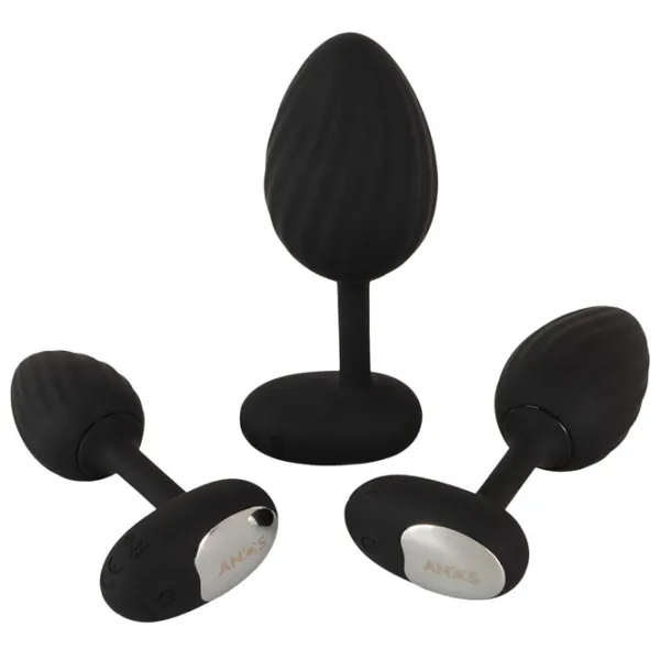 Jucărie anală ANOS RC Butt Plug Set with Vibration Black photo 5