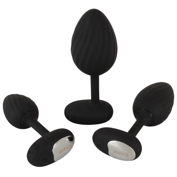 Jucărie anală ANOS RC Butt Plug Set with Vibration Black photo 5