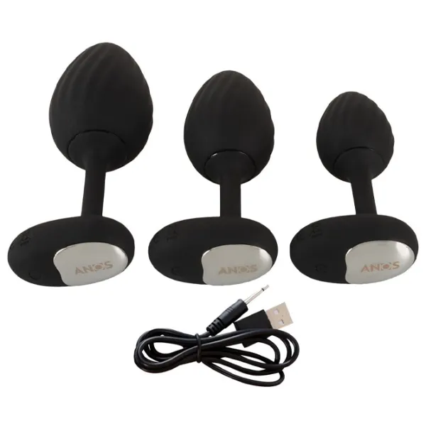 Jucărie anală ANOS RC Butt Plug Set with Vibration Black photo 9