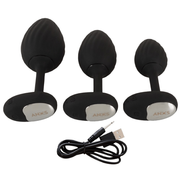 Jucărie anală ANOS RC Butt Plug Set with Vibration Black photo 9