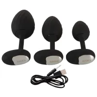 Jucărie anală ANOS RC Butt Plug Set with Vibration Black photo 9