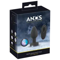 Jucărie anală ANOS RC Flashing Butt Plug with Vibration RGB Black