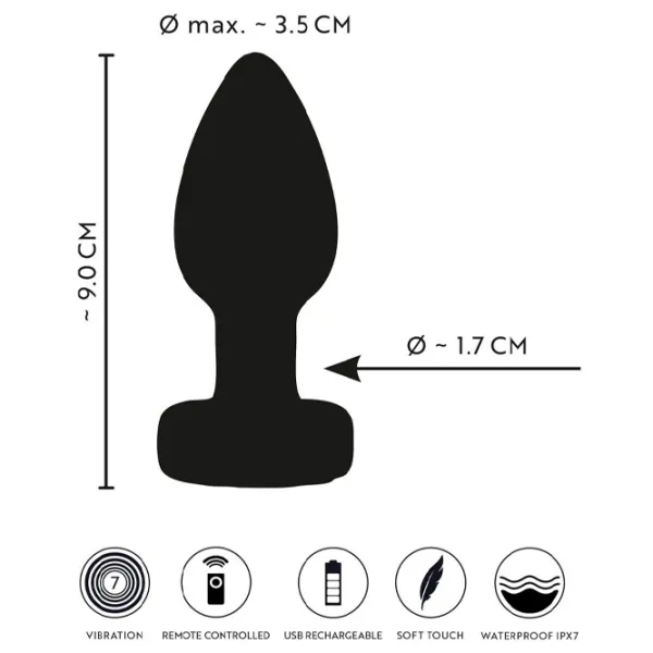 Jucărie anală ANOS RC Flashing Butt Plug with Vibration RGB Black photo 12