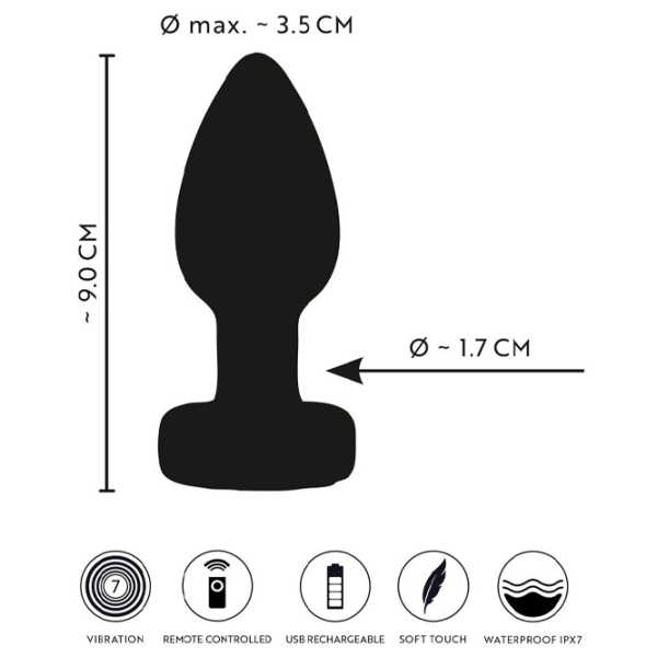 Jucărie anală ANOS RC Flashing Butt Plug with Vibration RGB Black photo 12
