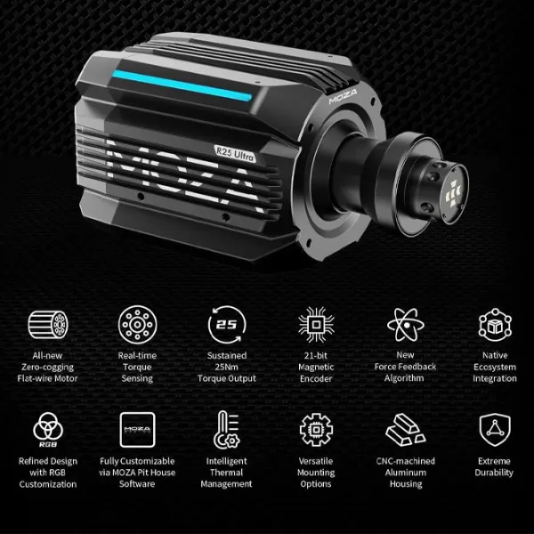 База руля Moza Racing R25 Ultra True Torque Direct Drive ПК / Черный photo 8