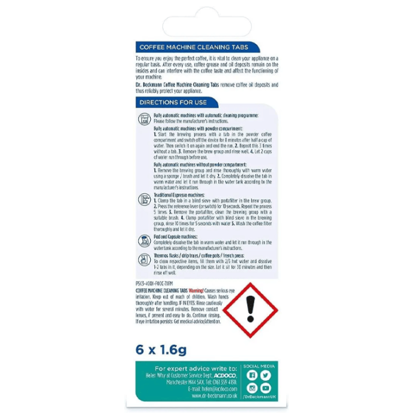 Таблетки Dr. Beckmann Coffe Clean Tabs таблетки / для удаления накипи photo 2