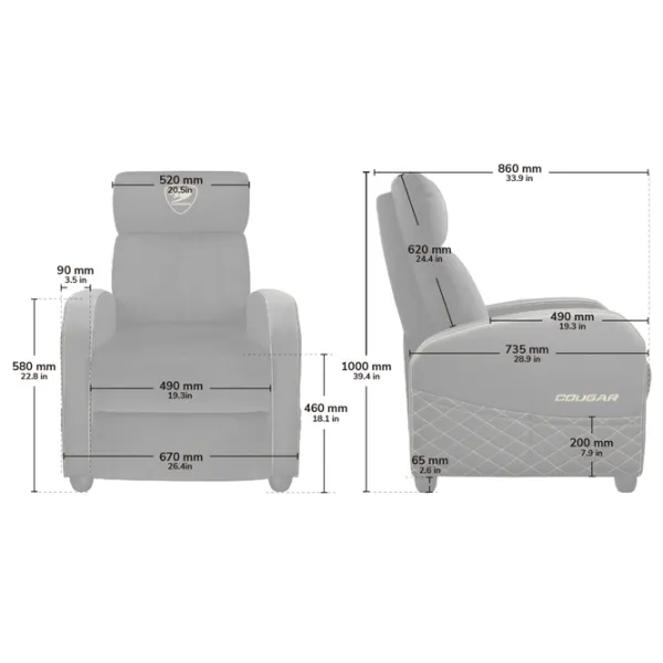 Игровое кресло Cougar Ranger Elite Черный Jet Gray photo 9