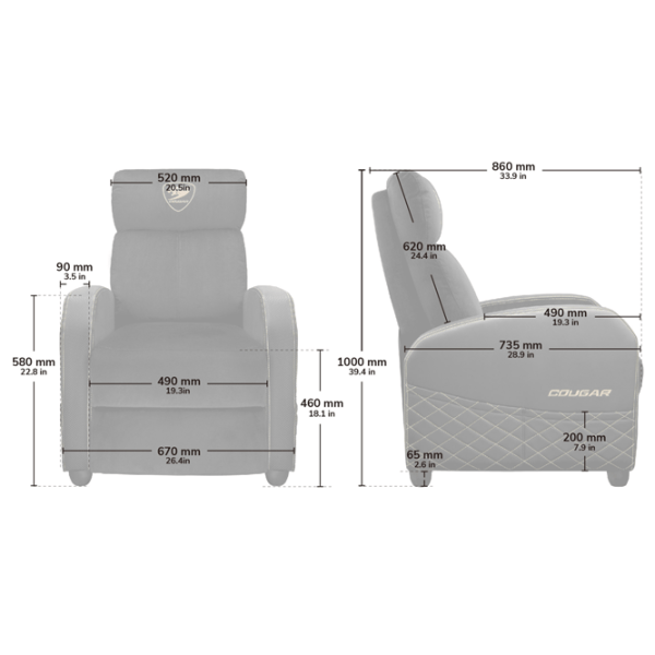 Игровое кресло Cougar Ranger Elite Черный Jet Gray photo 9