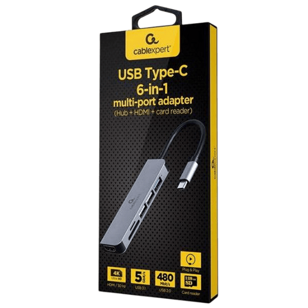 Адаптер Gembird A-CM-COMBO6-02 USB Type-C / Серый photo 2