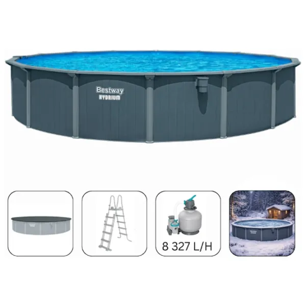Piscină Bestway Hydrium 49200 l/ Cu cadru/ Gray photo 9